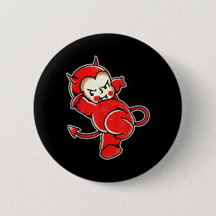 Kewpie Baby Devil Demon Horns Tattoo 6 Cm Round Badge