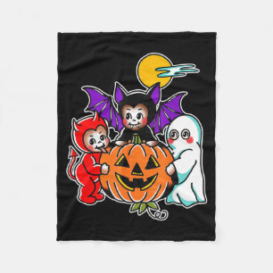 Kewpie Baby Ghost Vampire Devil Halloween Night Fleece Blanket