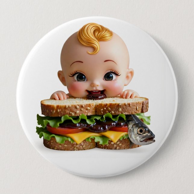 Kewpie Fan Burger Doll Large Badge (Front)