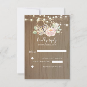 Key and Love Lock Wedding RSVP