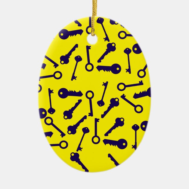 Key Blue Pattern Product Ceramic Ornament (Front)