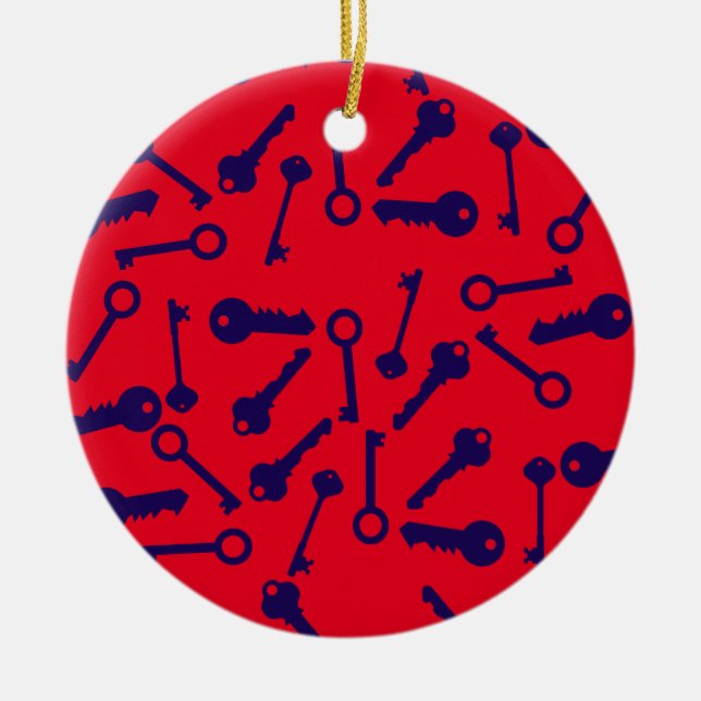 Key Blue Pattern Product Ceramic Ornament (Front)