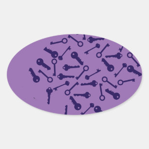 Key Blue Pattern Product Oval Sticker
