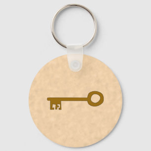 Key. Brown Key on Parchment Effect. Key Ring