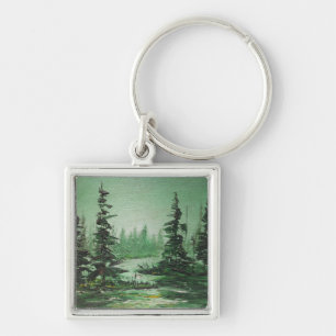 Key Chain Ann Hayes Painting Green Forest