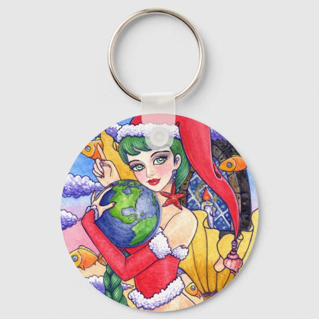 Key Chain Christmas Mermaid Fantasy by Ann Howard (Front)