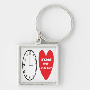 Key Chain Clock With Red Heart Time To Love