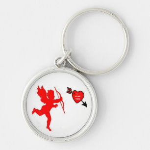 Key Chain Cupid and Heart Red