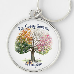 KEY CHAIN LG RD TREE 4 SEASON VERSE WATERCOLOR