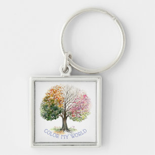 KEY CHAIN LG SQ TREE 4 SEASON COLOR MY WORLD