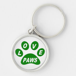 Key Chain Love Paws on Paws Green