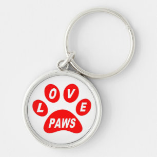 Key Chain Love Paws on Paws Red