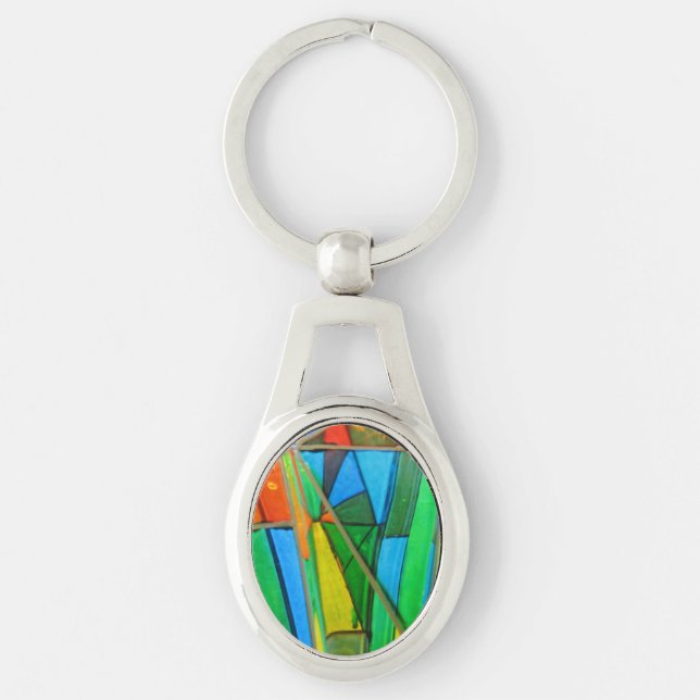 Key Chain--Murano Glass Green Key Ring (Front)