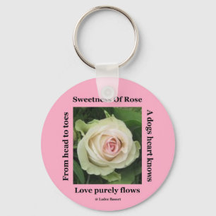 Key Chain Poetic Rose On Pink By Ladee Basset