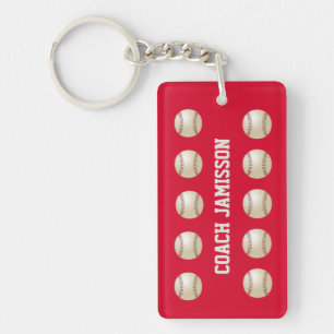 Key chain, Red, for Baseball Coach or Player Ring