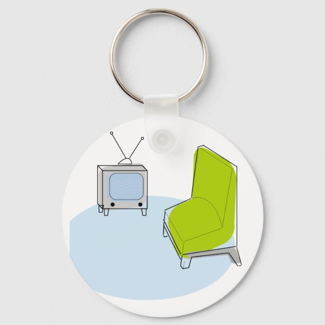 Key Chain Retro TV & Chair Design (Front)