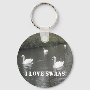Key Chain Swans Swimming, I Love Swans