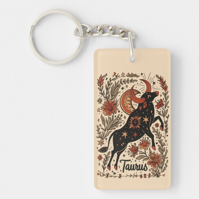 Key Chain Taurus Celestial Zodiac Art (Front)