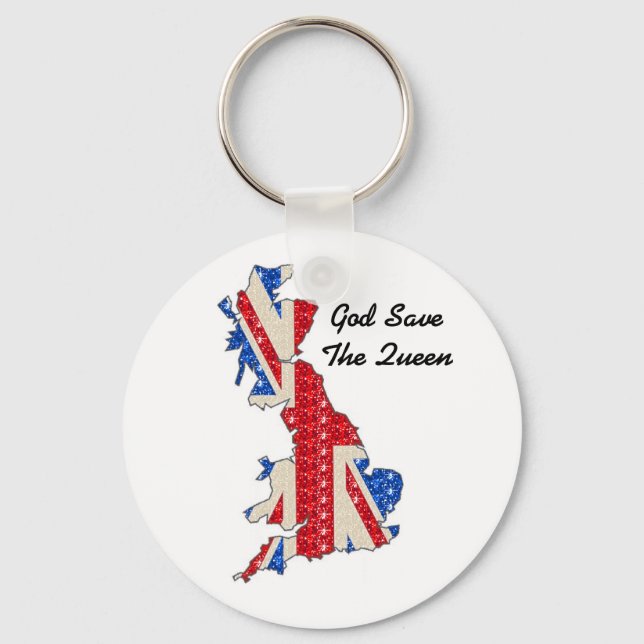 Key Chain UK Flag God Save The Queen (Front)
