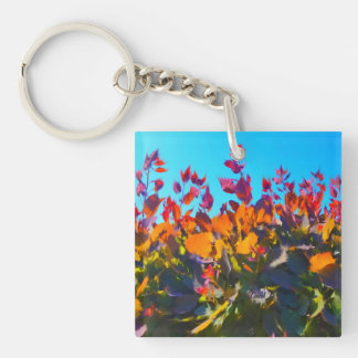 Key chain with picture of Fall leaves