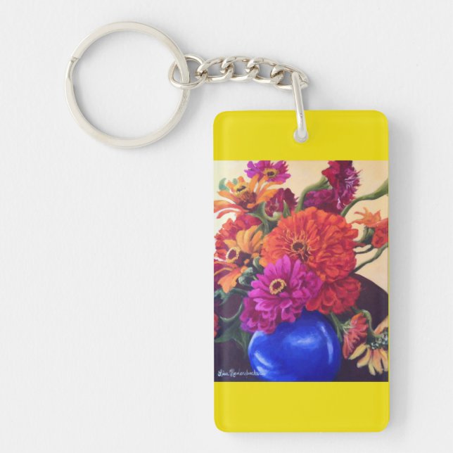 key chain with zinneas (Front)