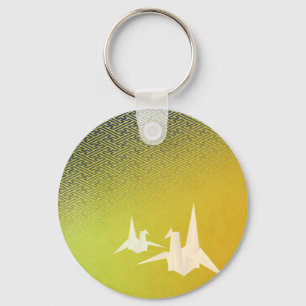 KEY HOLDER OF FOLDED CRANE AND SAAYA-SHAPED PATTER RING