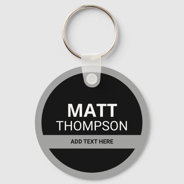 key holder with name . black and white ring (Front)