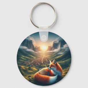 Key holders, red fox by day and night key ring