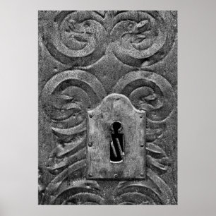 Key hole in mediaeval metal door poster