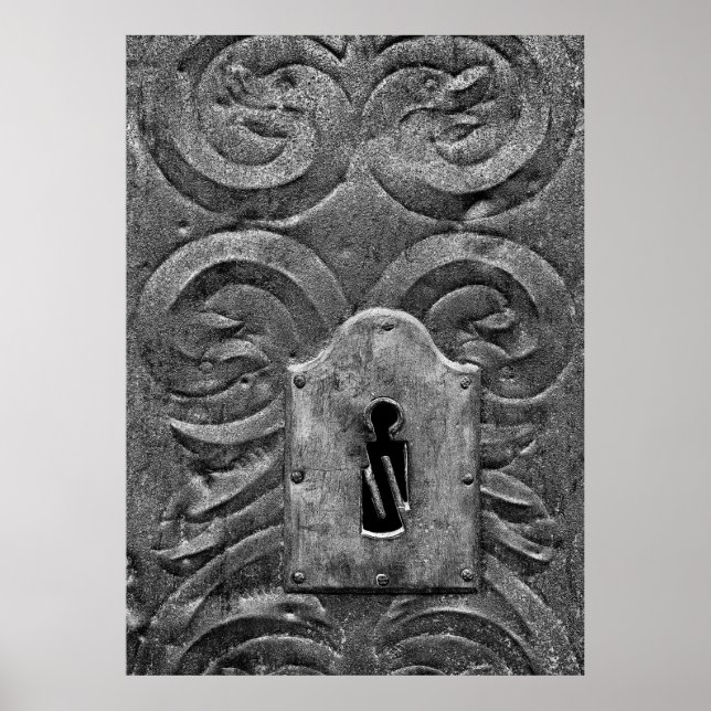 Key hole in mediaeval metal door poster (Front)