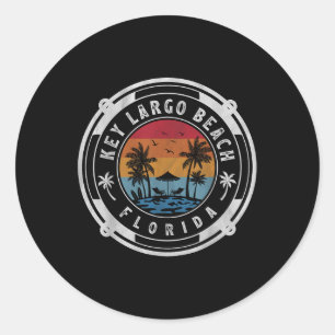 Key Largo Beach Florida Summer Vacation Vintage Su Classic Round Sticker