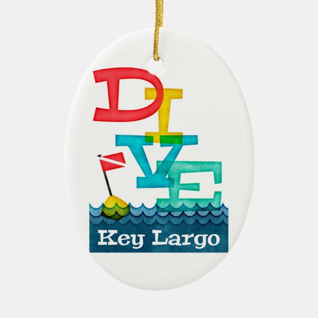 Key Largo Dive - Colourful Scuba Ceramic Ornament (Front)