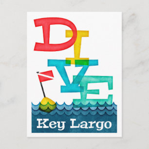 Key Largo Dive - Colourful Scuba Postcard