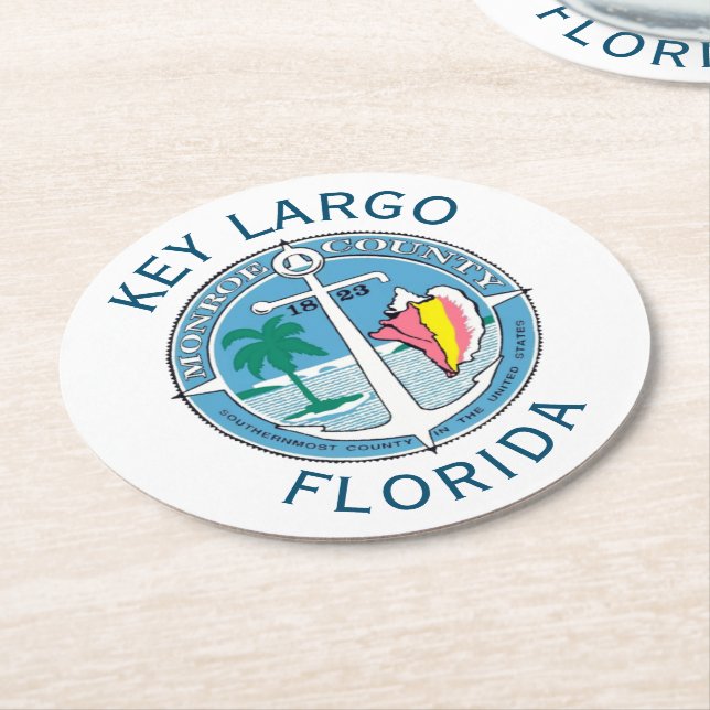 Key Largo - Florida Keys Round Paper Coaster (Angled)