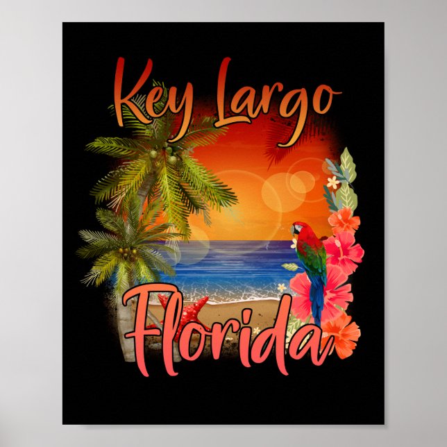 Key Largo Florida Keys Tropical Beach Sunset Poster (Front)