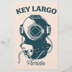 Key Largo Florida Nautical Diving travel poster Stationery