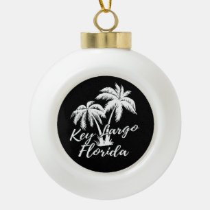 Key Largo Florida Palm Trees Beach Ceramic Ball Christmas Ornament