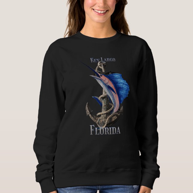 Key Largo Florida Swordfish Marlin Ocean Fishing Sweatshirt (Front)