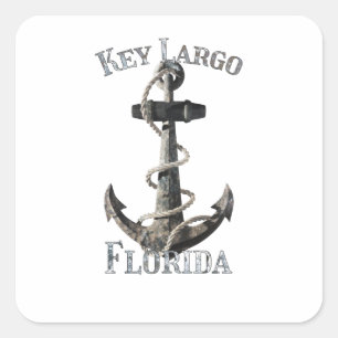 Key Largo Florida Vacation Nautical Anchor Sailing Square Sticker
