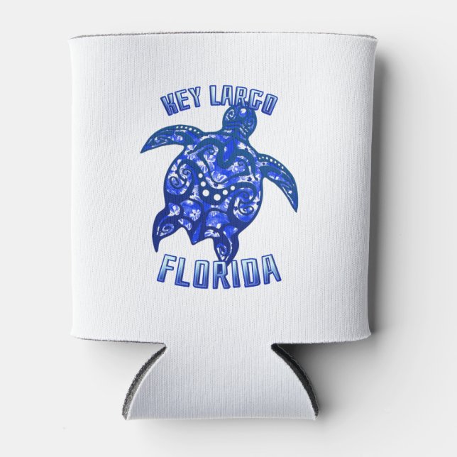 Key Largo Florida Vacation Tribal Turtle Can Cooler (Front)