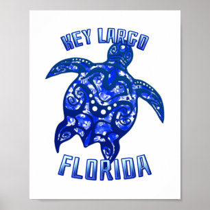 Key Largo Florida Vacation Tribal Turtle Poster