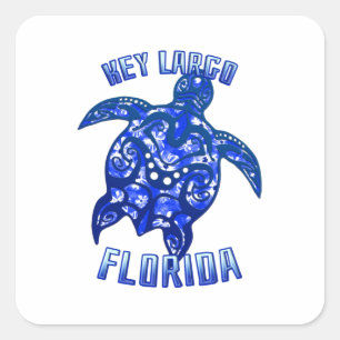Key Largo Florida Vacation Tribal Turtle Square Sticker