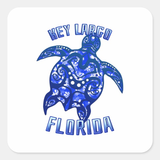 Key Largo Florida Vacation Tribal Turtle Square Sticker (Front)