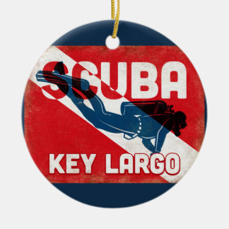 Key Largo Scuba Diver - Blue Retro Ceramic Ornament