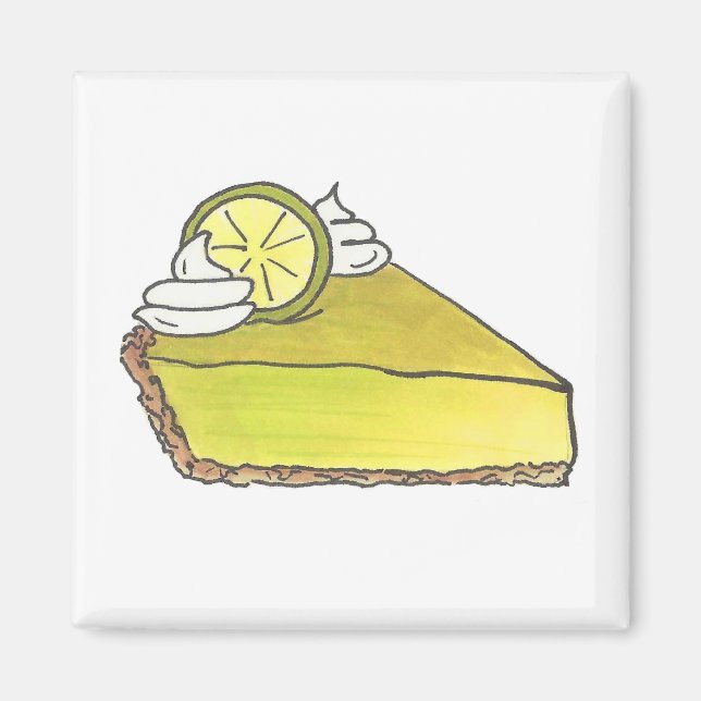 Key Lime Keylime Pie Slice Dessert Food Magnet (Front)