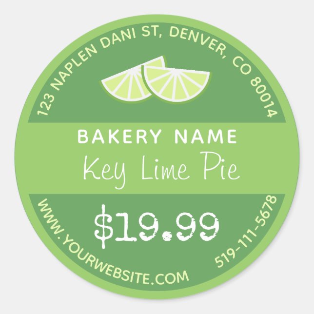 Key Lime Pie Bakery Round Sticker (Front)