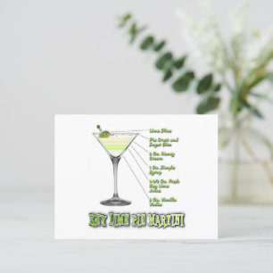 Key Lime Pie Martini Cocktail Recipe Art Postcard