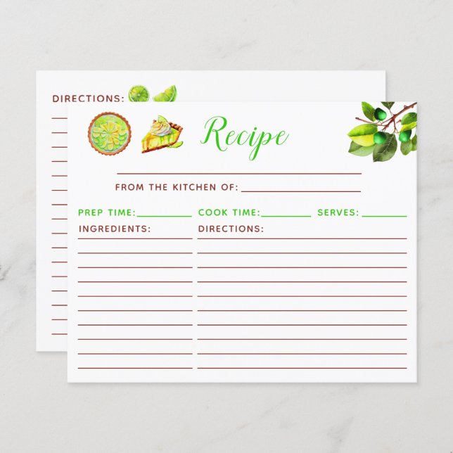 Key Lime Pie Recipe (Front/Back)