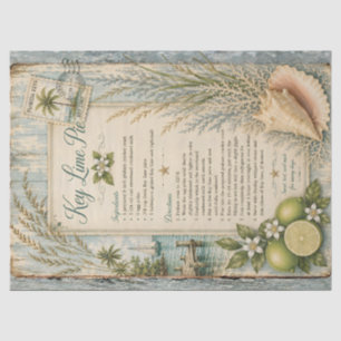 Key Lime Pie Recipe Decoupage Paper Vintage Citrus
