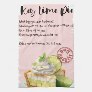 Key Lime Pie Recipe Tea Towel